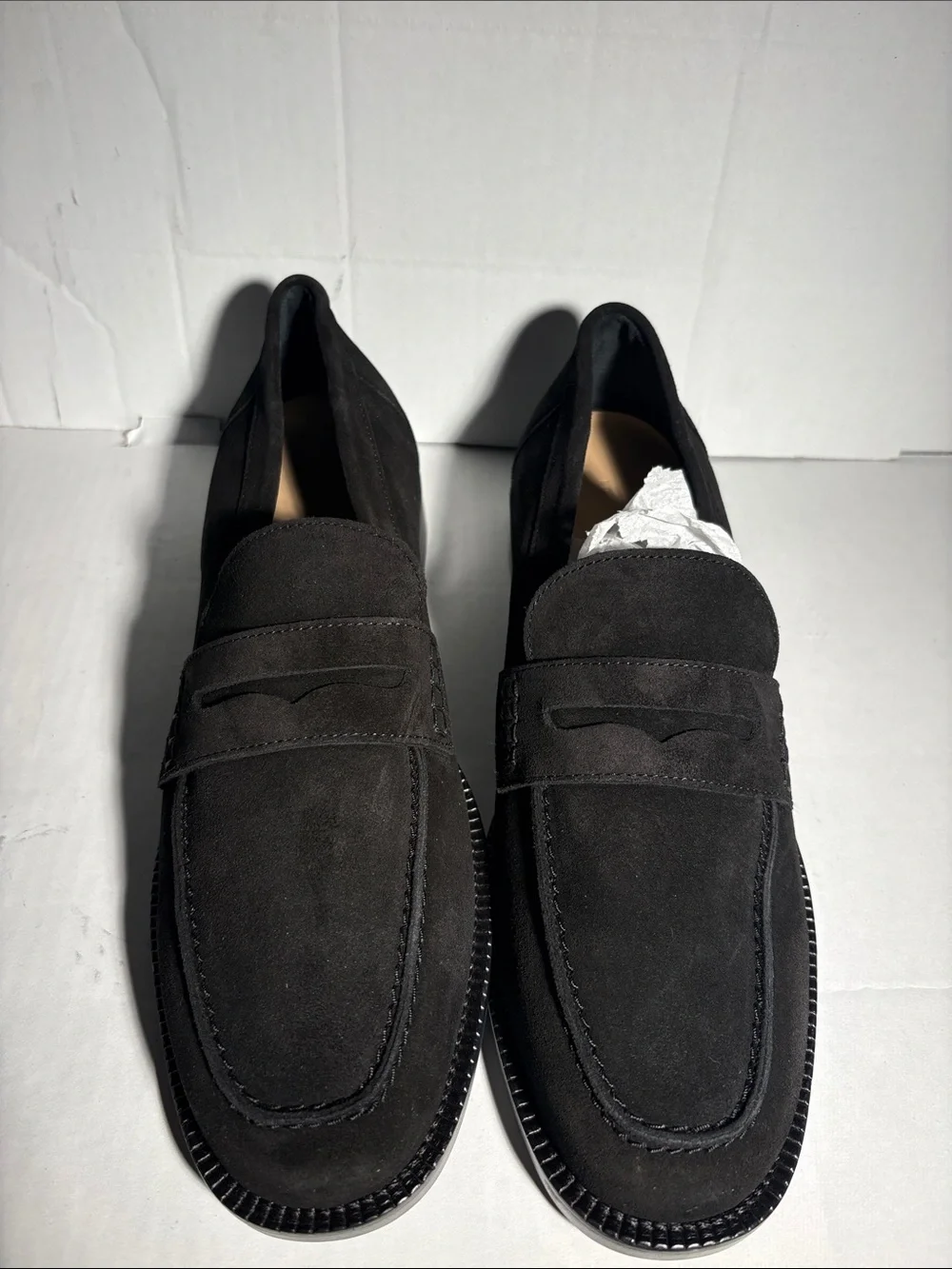 Longchamp Men's Black Suede Slip-On Penny Loafers Size 41.5